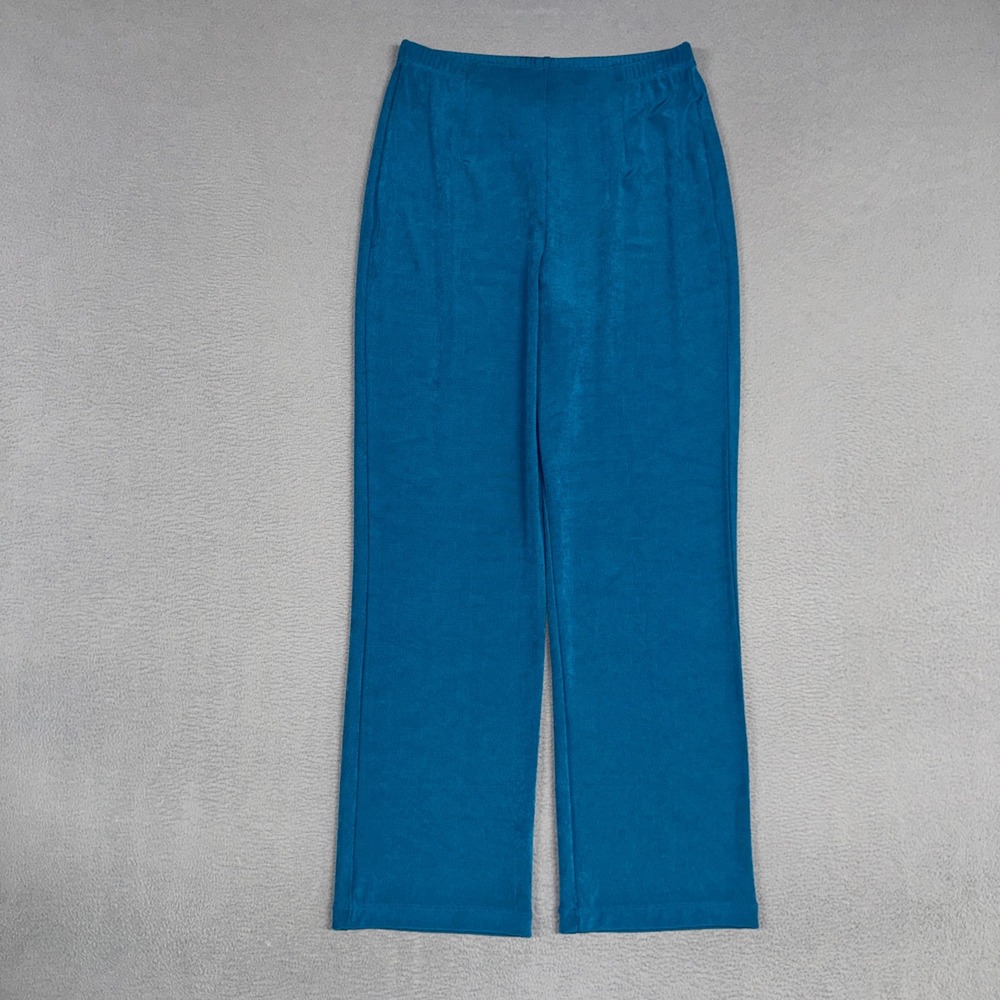 Chicos Travelers Pants Womens 1 / 8 Blue Straight Leg Elastic Waist Acetate